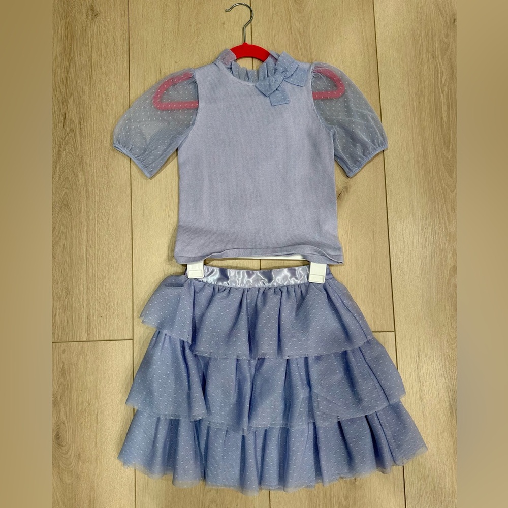 Janie and Jack Girls Lavender Tiered Tulle Set with Bow Top